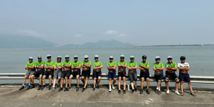 Cyclists Perched by roadside
